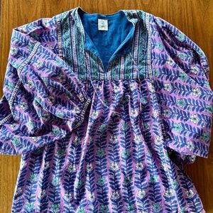 21 Tara peasant blouse- Indian block print.